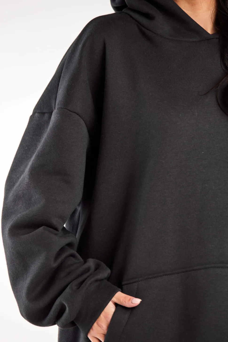 Bluza damska oversize z kapturem - grafitowa