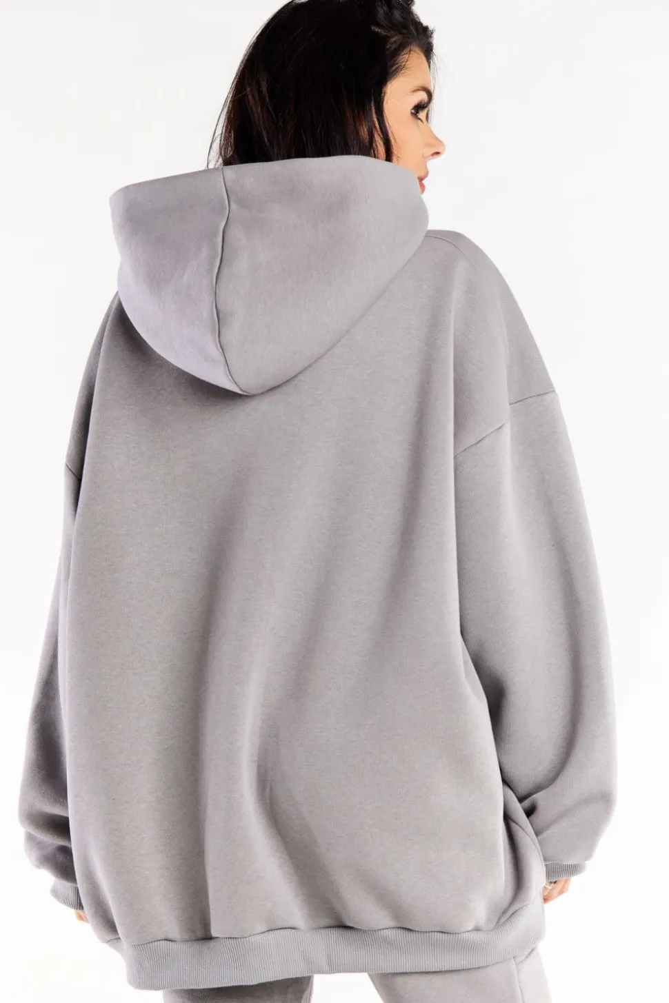 Bluza damska oversize z kapturem - szara