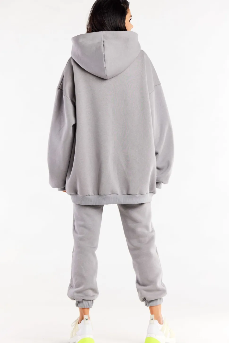Bluza damska oversize z kapturem - szara