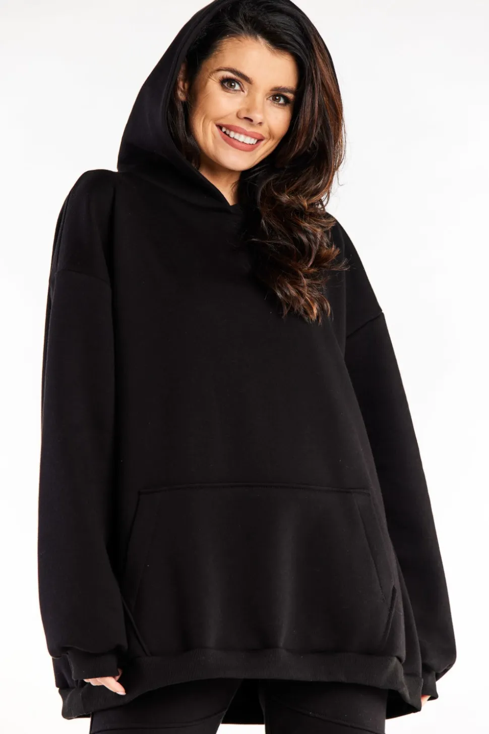 Bluza damska oversize z kapturem - czarna