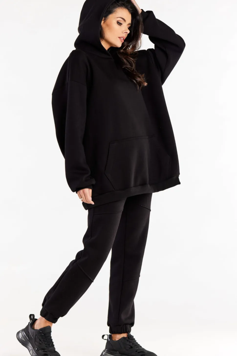 Bluza damska oversize z kapturem - czarna