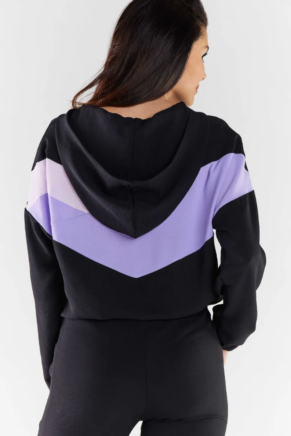 Bluza damska z kapturem - czarno-fioletowa