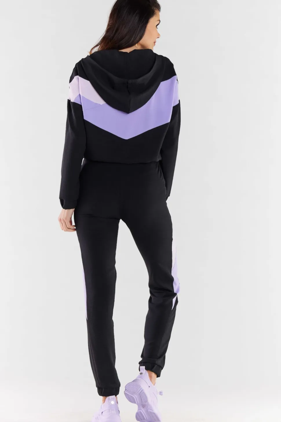 Bluza damska z kapturem - czarno-fioletowa