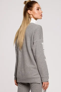 Bluza damska z logo good vibes - szara