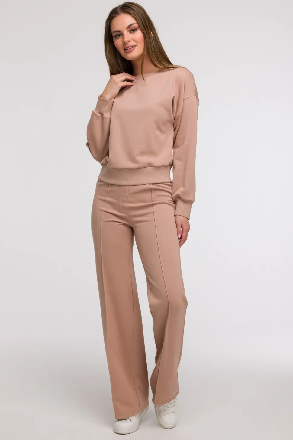 Bluza damska z otwartymi plecami - mocca