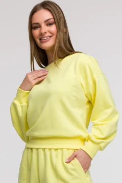 Bluza damska z otwartymi plecami - cytrynowa