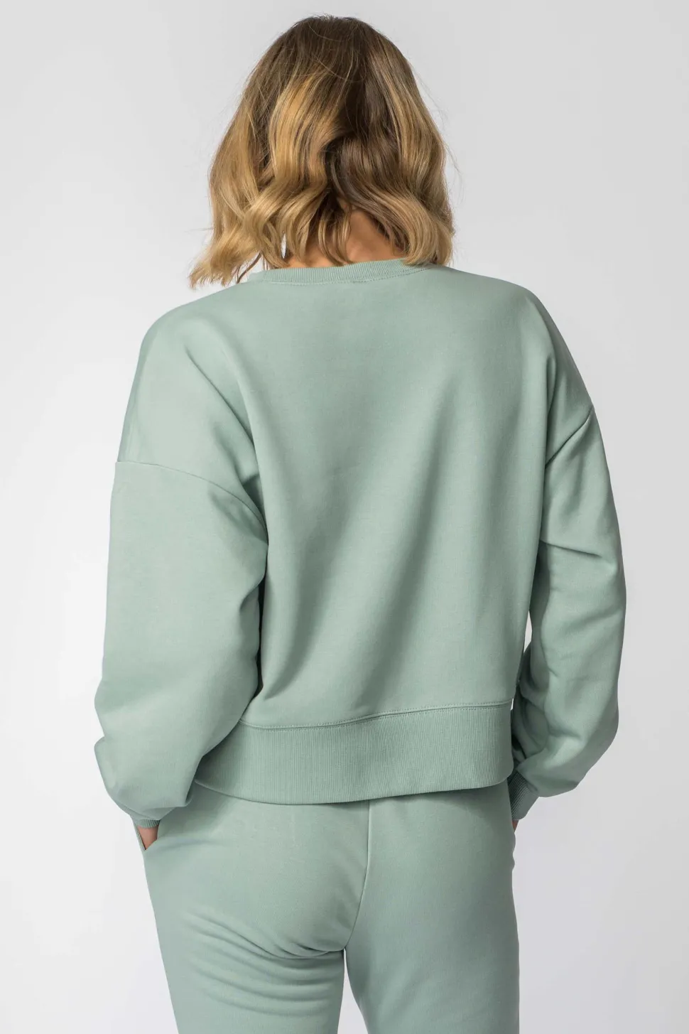 Bluza dresowa ze ściągaczami - miętowa