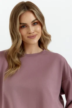 Bluza dresowa ze ściągaczem - wrzosowa