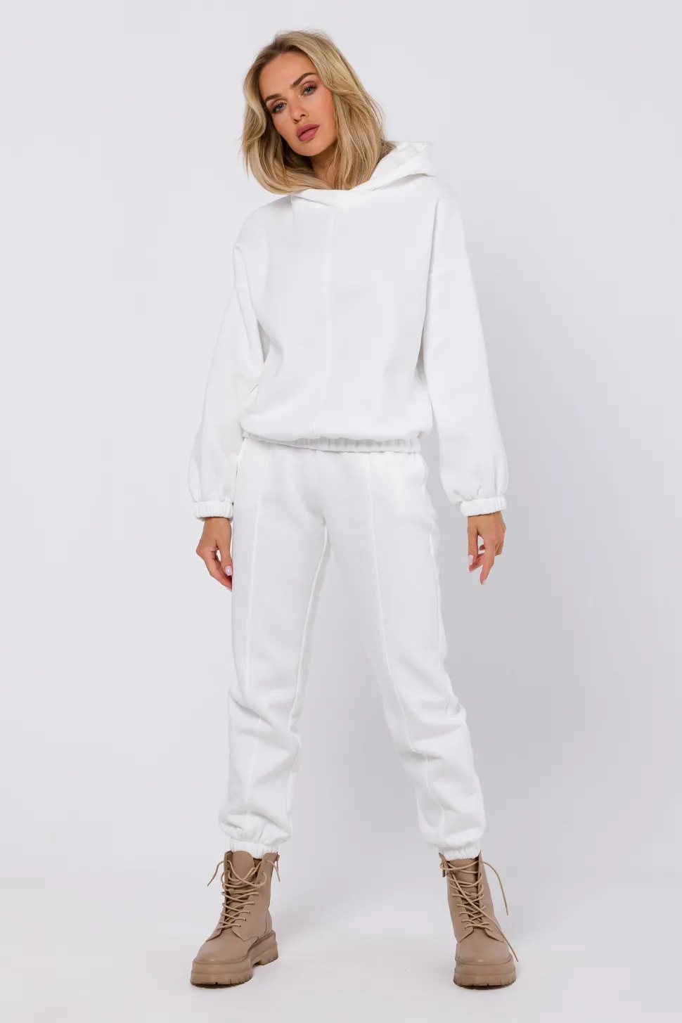 Bluza dresowa z kapturem - ecru