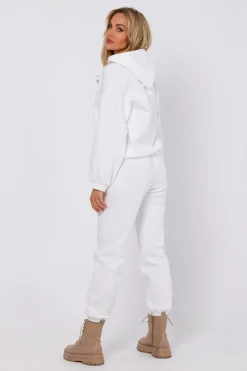 Bluza dresowa z kapturem - ecru