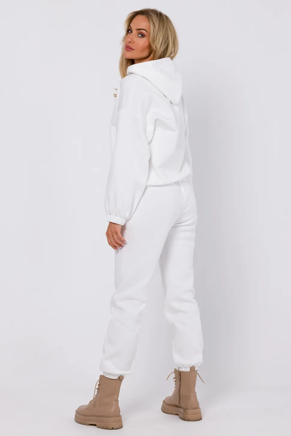 Bluza dresowa z kapturem - ecru