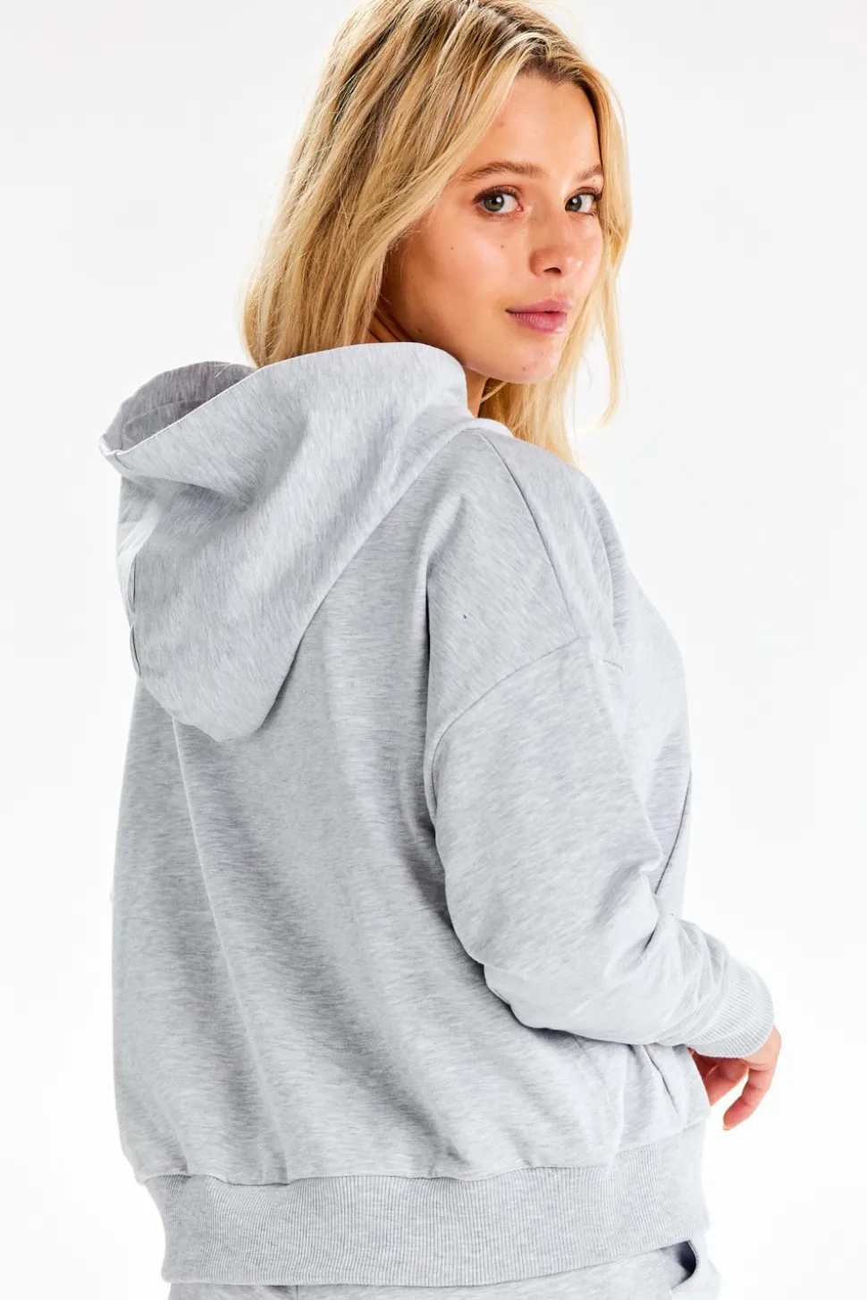 Bluza dresowa z kieszenią kangurek - szara