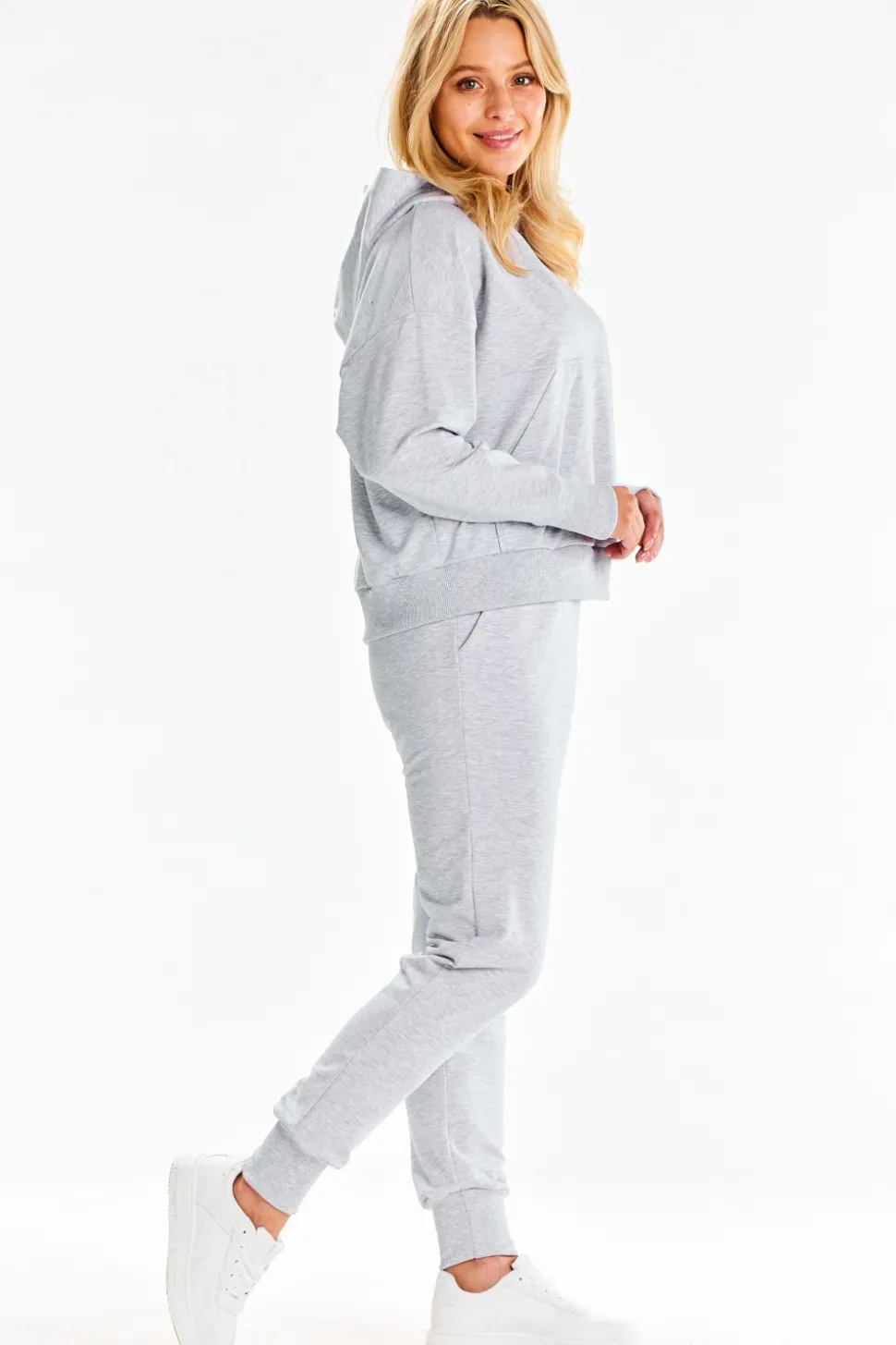 Bluza dresowa z kieszenią kangurek - szara