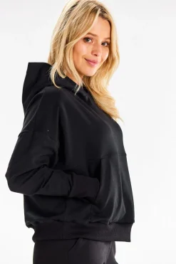 Bluza dresowa z kieszenią kangurek - czarna