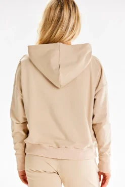 Bluza dresowa z kieszenią kangurek - beżowa