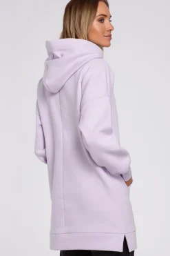Bluza oversize z kieszenią typu kangurek - liliowa