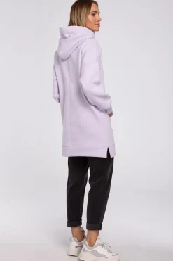 Bluza oversize z kieszenią typu kangurek - liliowa