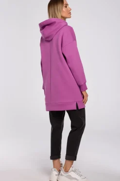 Bluza oversize z kieszenią typu kangurek - lawendowa