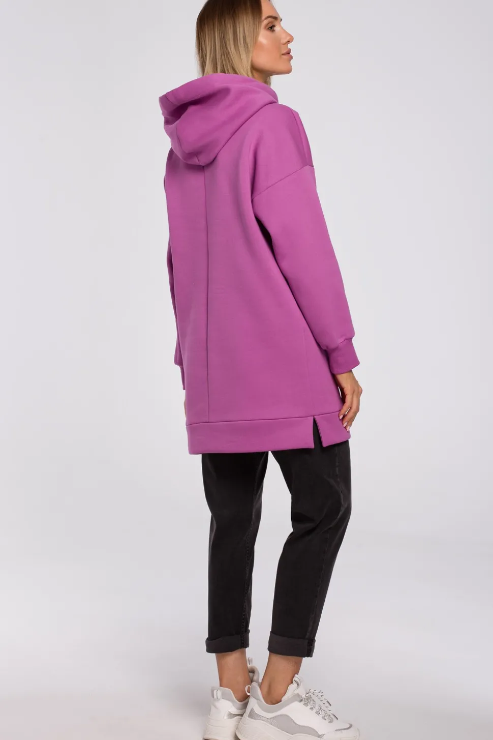 Bluza oversize z kieszenią typu kangurek - lawendowa
