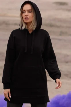Bluza oversize z kieszenią typu kangurek - czarna