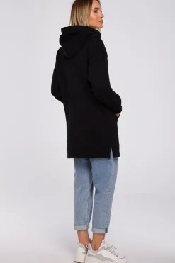 Bluza oversize z kieszenią typu kangurek - czarna