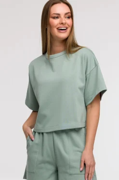 Bluza oversize z krótkimi rękawami - miętowa