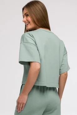 Bluza oversize z krótkimi rękawami - miętowa