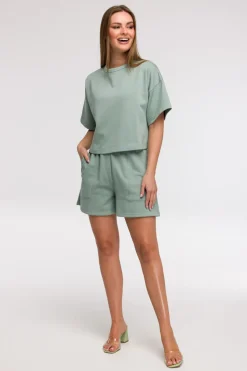 Bluza oversize z krótkimi rękawami - miętowa