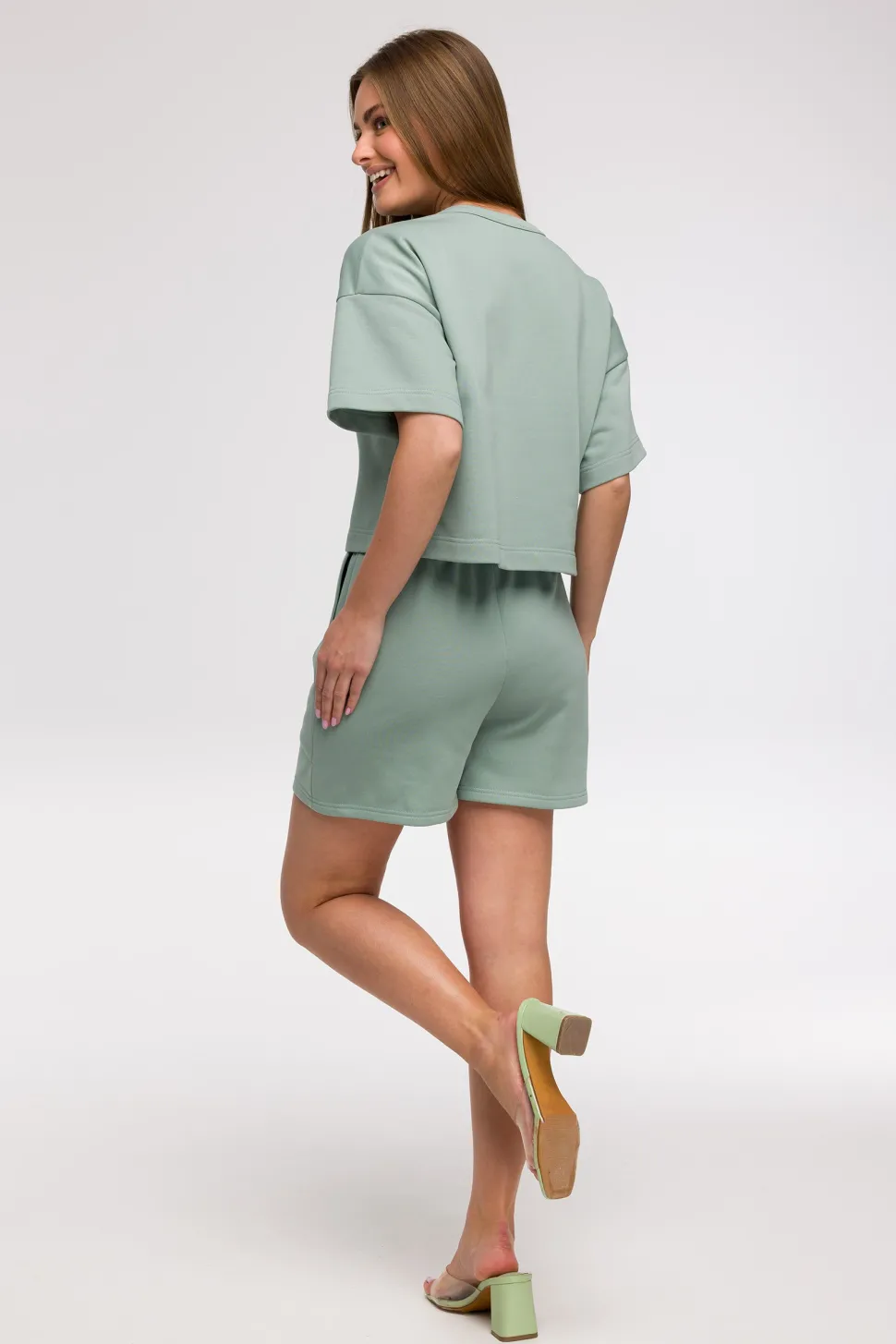 Bluza oversize z krótkimi rękawami - miętowa