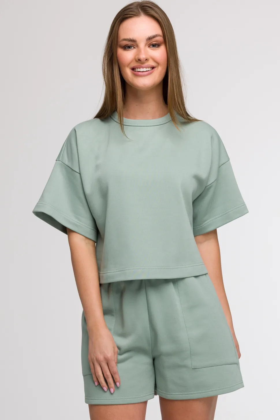Bluza oversize z krótkimi rękawami - miętowa