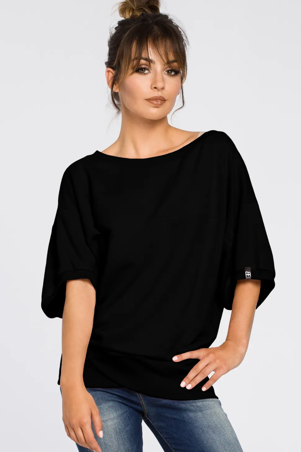 Bluza oversize z rękawami kimono - czarna