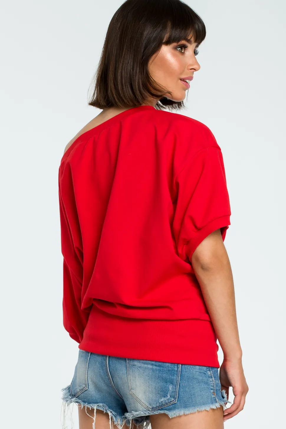 Bluza oversize z rękawem kimono - czerwona