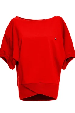 Bluza oversize z rękawem kimono - czerwona