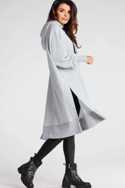 Bluza oversize z rozcięciami po bokach - szara