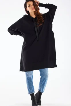 Bluza oversize z rozcięciami po bokach - czarna
