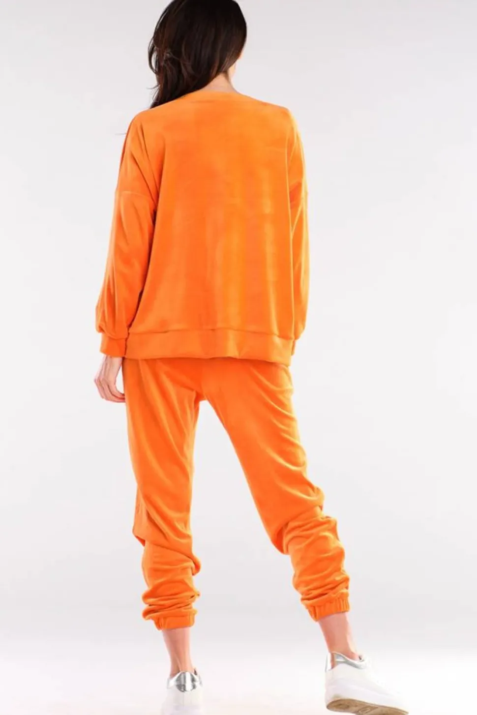 Bluza oversize z weluru - pomarańczowa