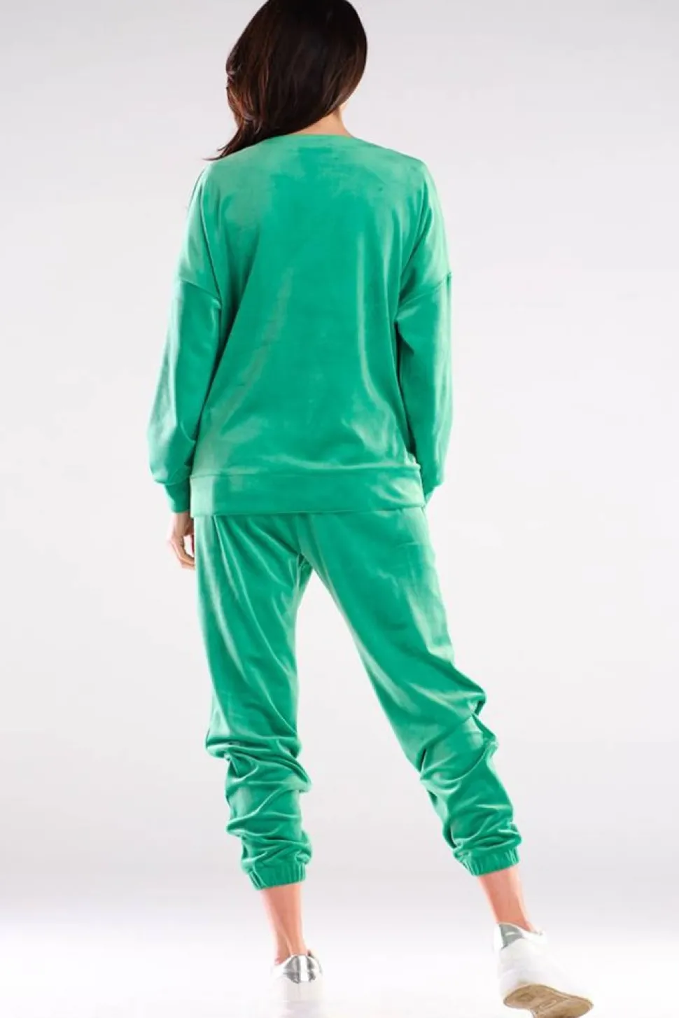 Bluza oversize z weluru - zielona