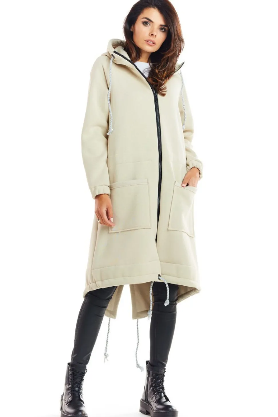 Bluza parka zapinana na zamek - beżowa