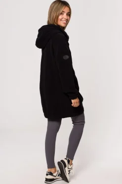 Bluza - tunika z kołnierzem i kapturem - czarna