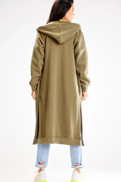 Bluza typu parka z kapturem i kieszeniami - khaki
