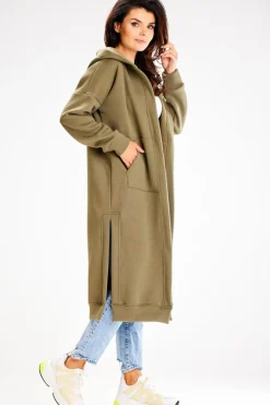 Bluza typu parka z kapturem i kieszeniami - khaki
