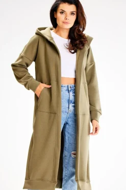 Bluza typu parka z kapturem i kieszeniami - khaki
