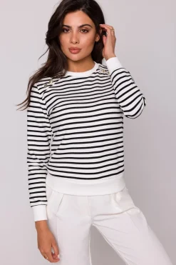Bluza w paski z ozdobnymi guzikami - model 1