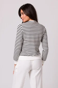 Bluza w paski z ozdobnymi guzikami - model 1