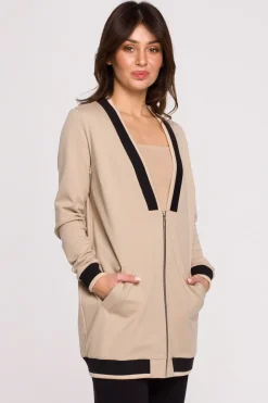 Bluza ze ściągaczami - beżowa