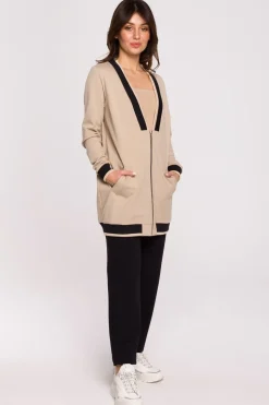 Bluza ze ściągaczami - beżowa