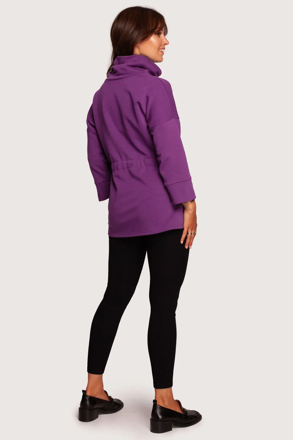 Bluza z golfem o przedłużonym kroju - purpurowa