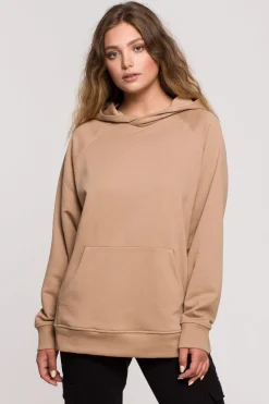 Bluza z kapturem i kieszenią kangurek - orzechowa