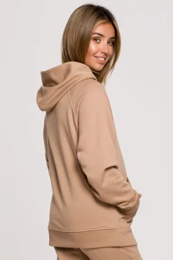 Bluza z kapturem i kieszenią kangurek - orzechowa