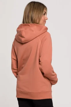 Bluza z kapturem i kieszenią kangurek - ceglasta OUTLET